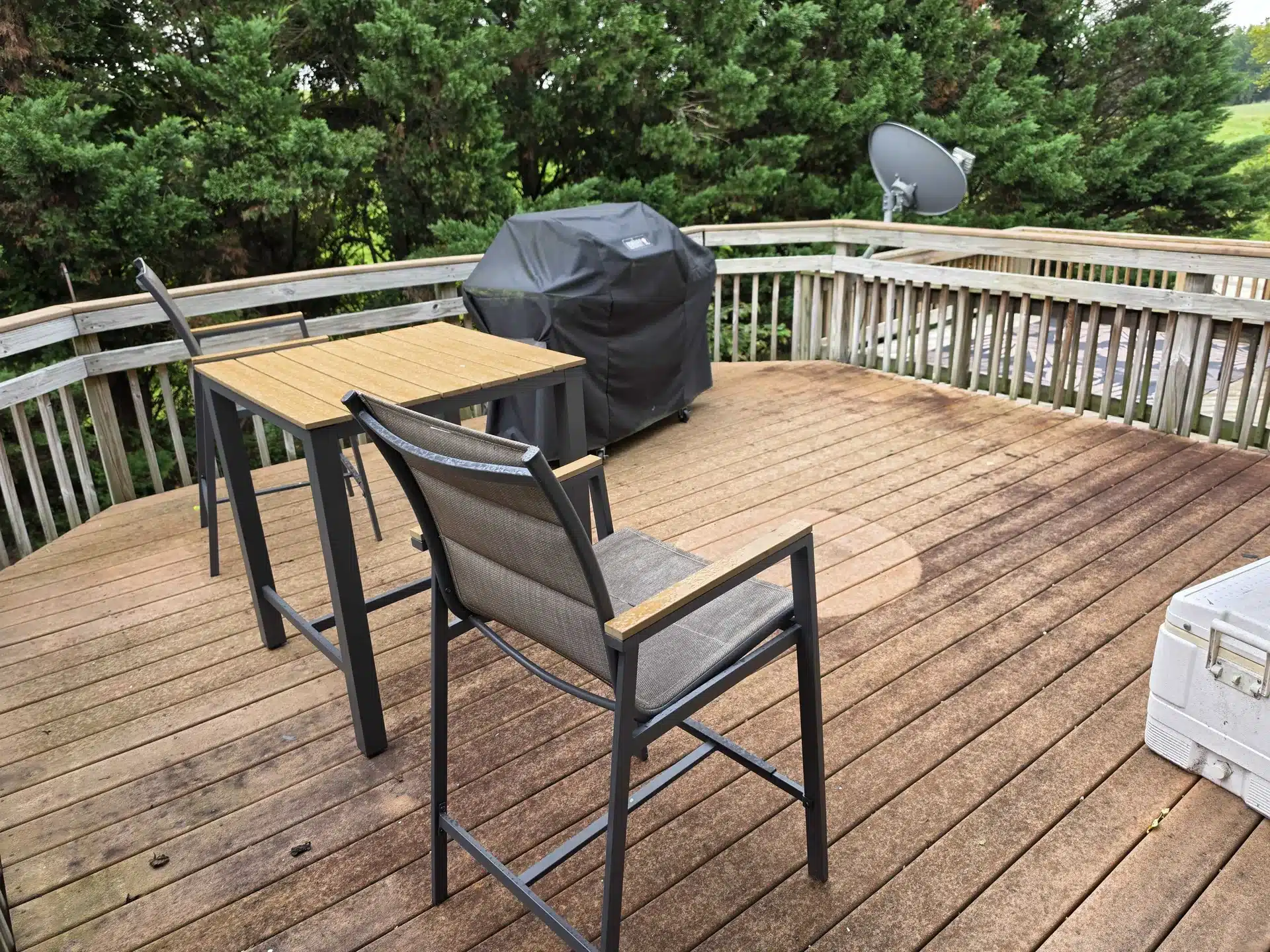 Backyard deck before cleaning