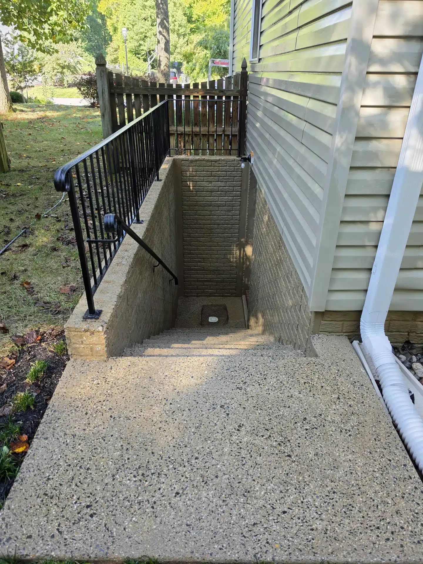 Basement stairwell after cleaning