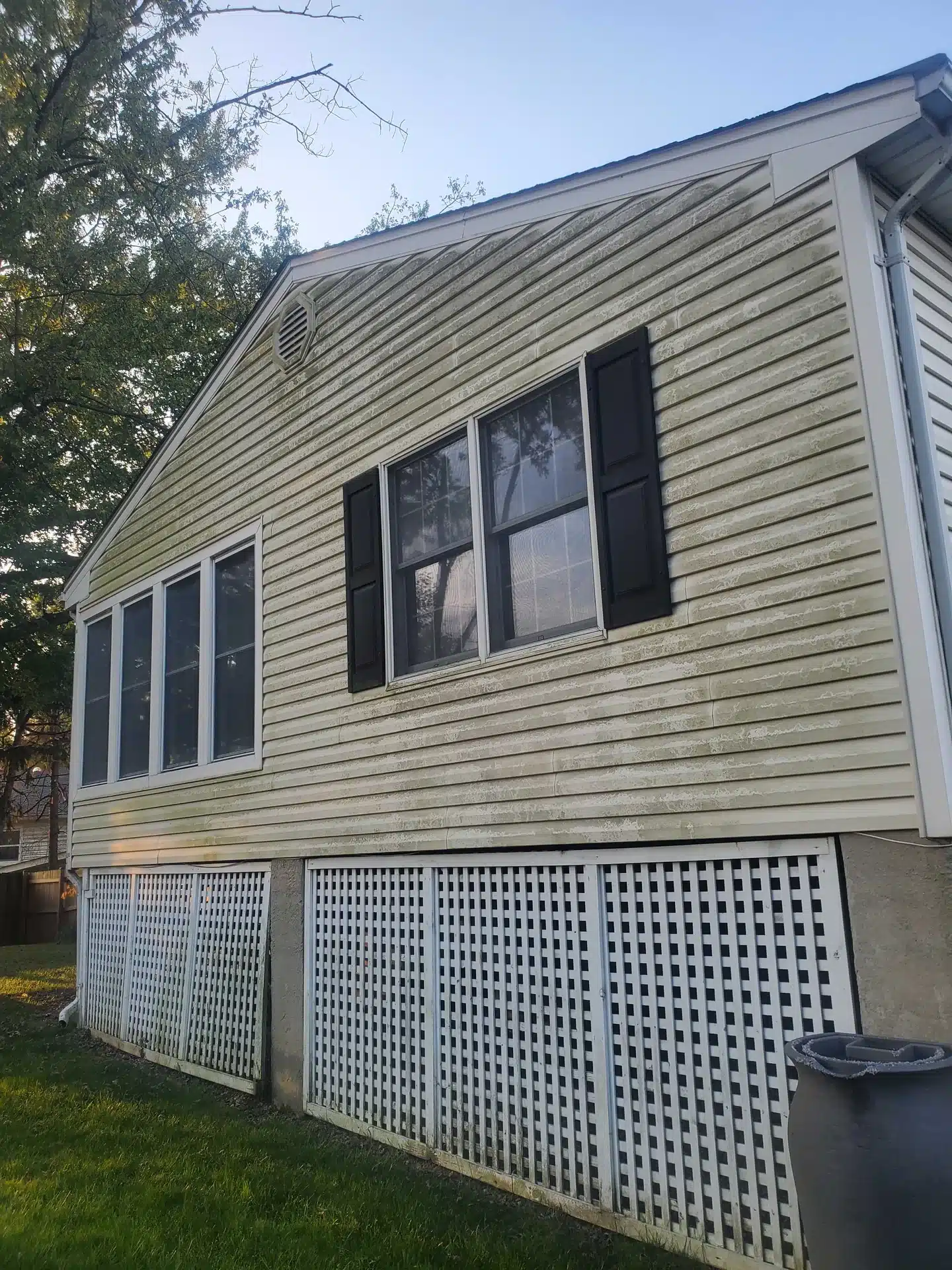 Siding and lattice before cleaning