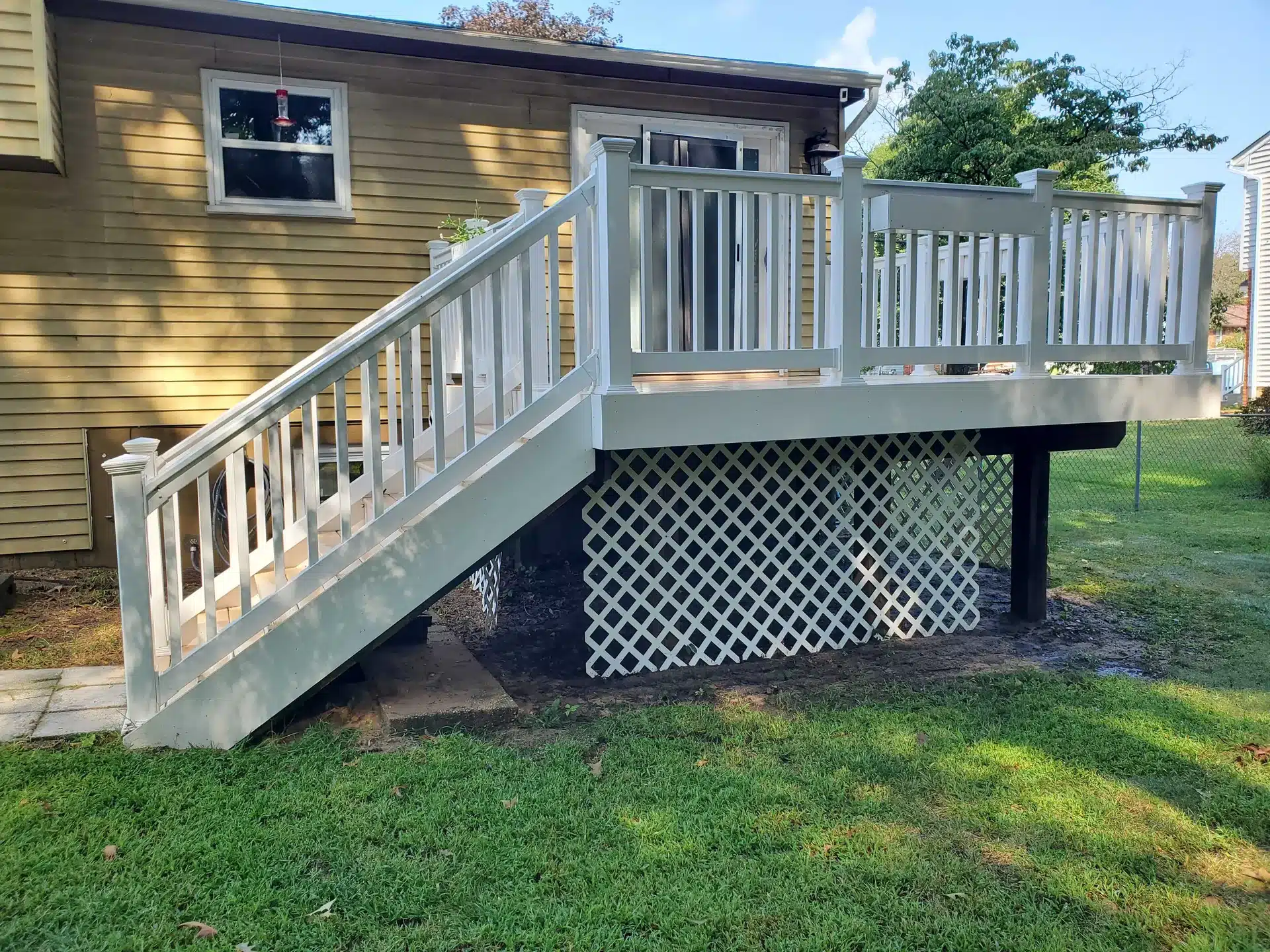 Deck railings and stairs after cleaning